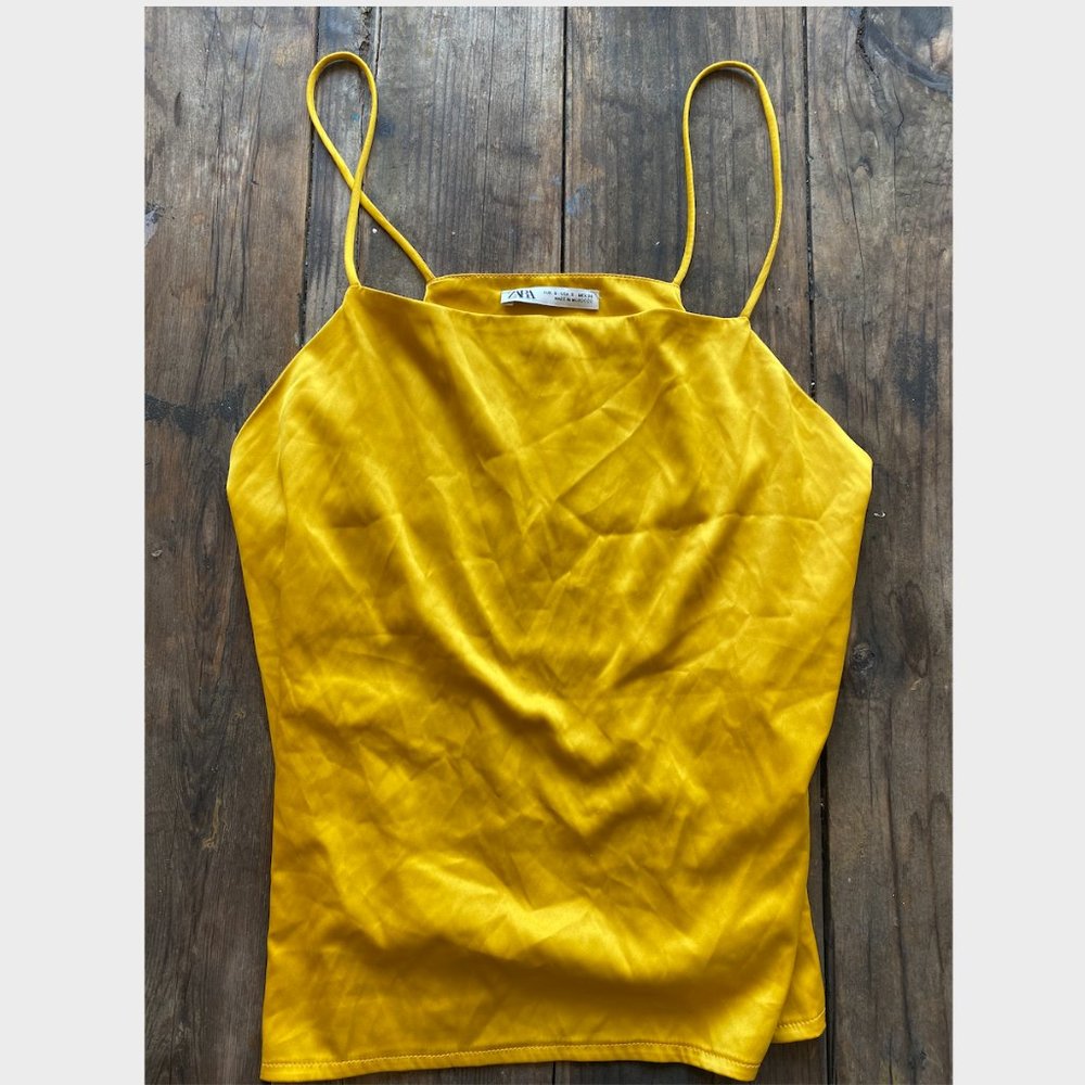 Zara Silky Yellow Tank Top